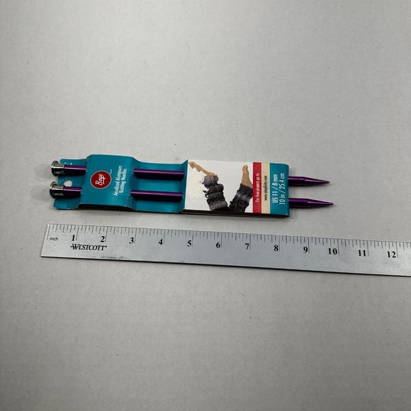 Boye Aluminum Single Point Knitting Needles Size US 11 10 Inch Purple New - Picture 6 of 6